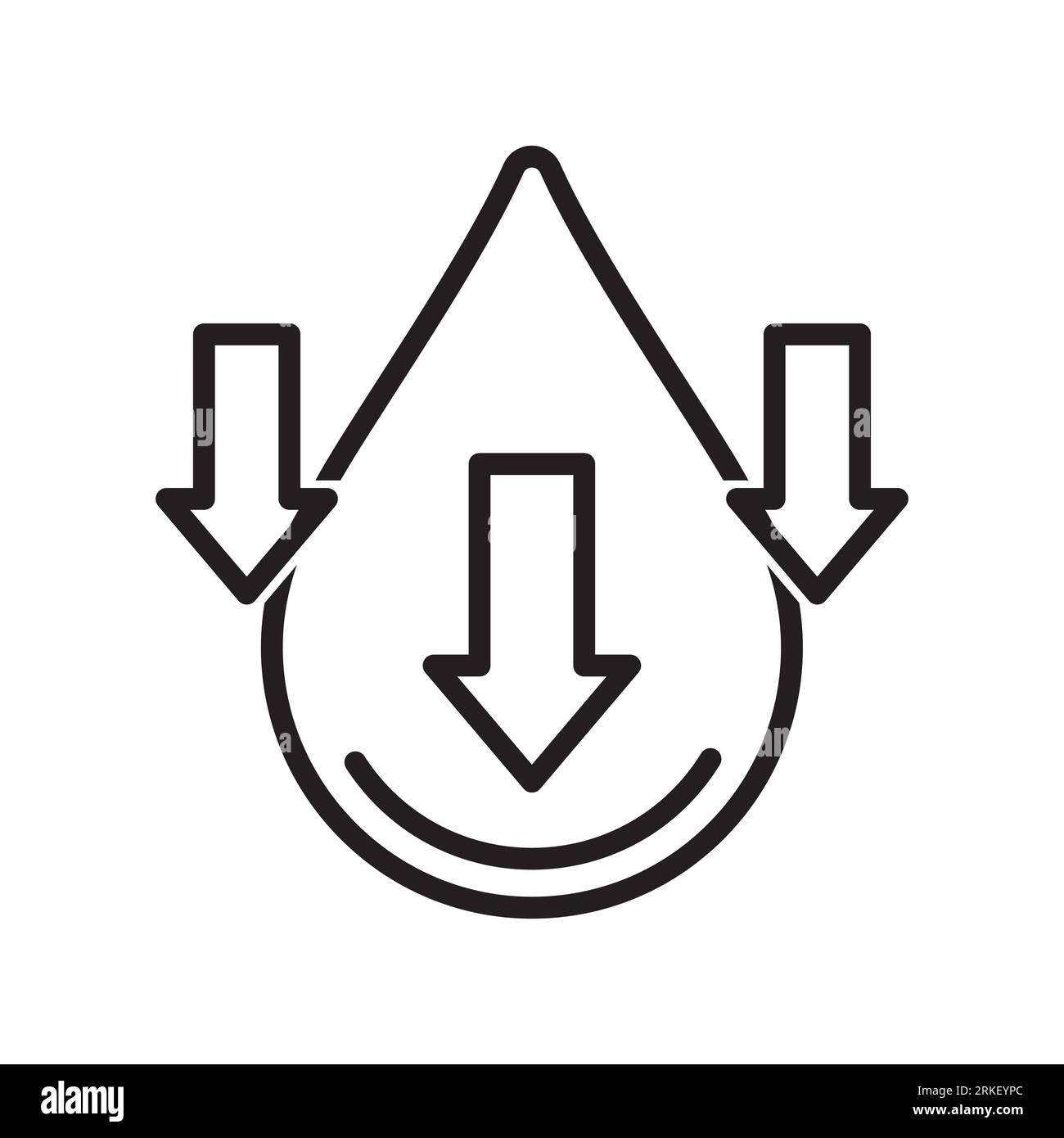 low water level icon with arrows, line vector Stock Vector