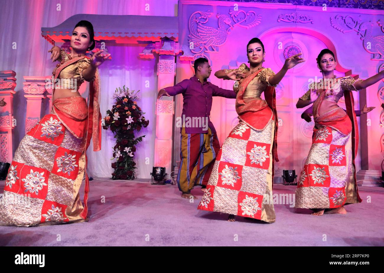 (190208) -- HAWALLI GOVERNORATE (KUWAIT), Feb. 8, 2019 -- Sri Lankan artists perform at a folklore and fashion show in Hawalli Governorate, Kuwait, on Feb. 7, 2019. The Embassy of Sri Lanka in Kuwait held a folklore and fashion show to celebrate the National Day of Sri Lanka here on Thursday. ) KUWAIT-HAWALLI GOVERNORATE-SRI LANKA-FOLKLORE AND FASHION SHOW JosephxShagra PUBLICATIONxNOTxINxCHN Stock Photo