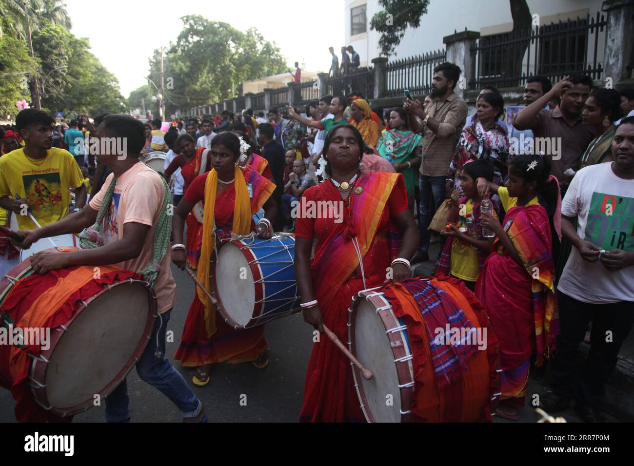 Dhaka Bangladesh September 6,2023.Bangladeshi Hindu devotees take part in a procession during the celebration of Janmashtami or Lord Krishna's Birthda Stock Photo