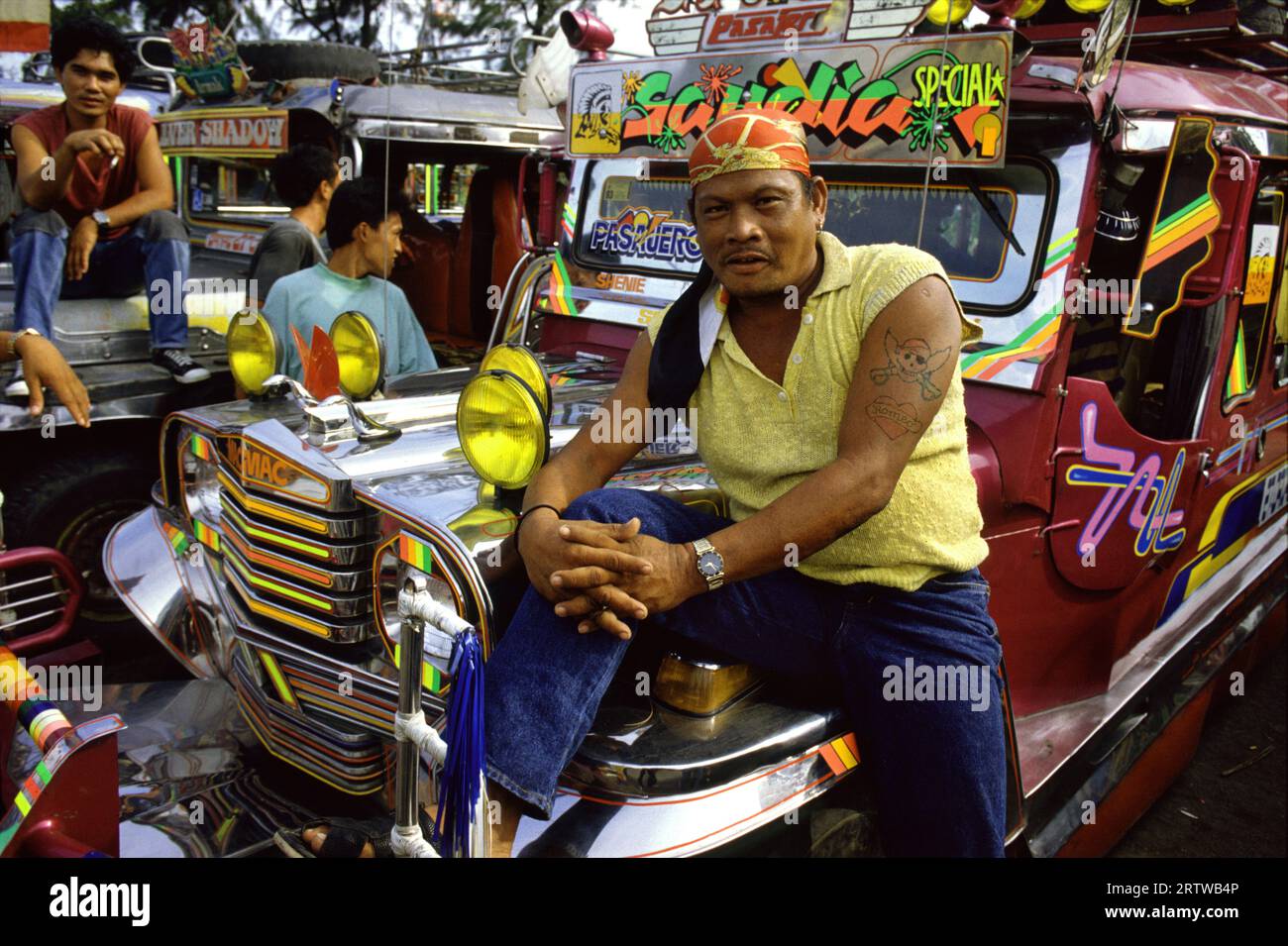 Jeepney driver in Cebu City Stock Photo