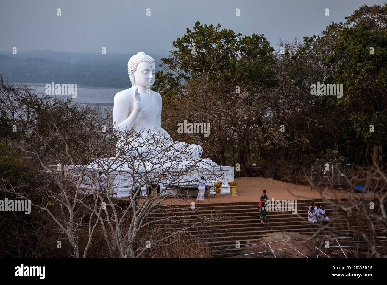 The giant seated Buddha statue at the ancient site of Mihinthale in Sri ...