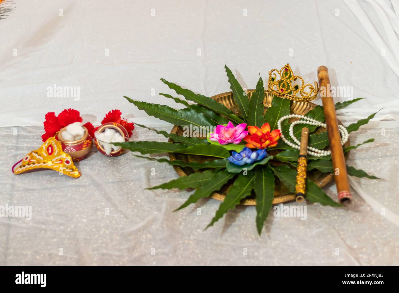 krishna janmashtami studio background setup with props Stock Photo