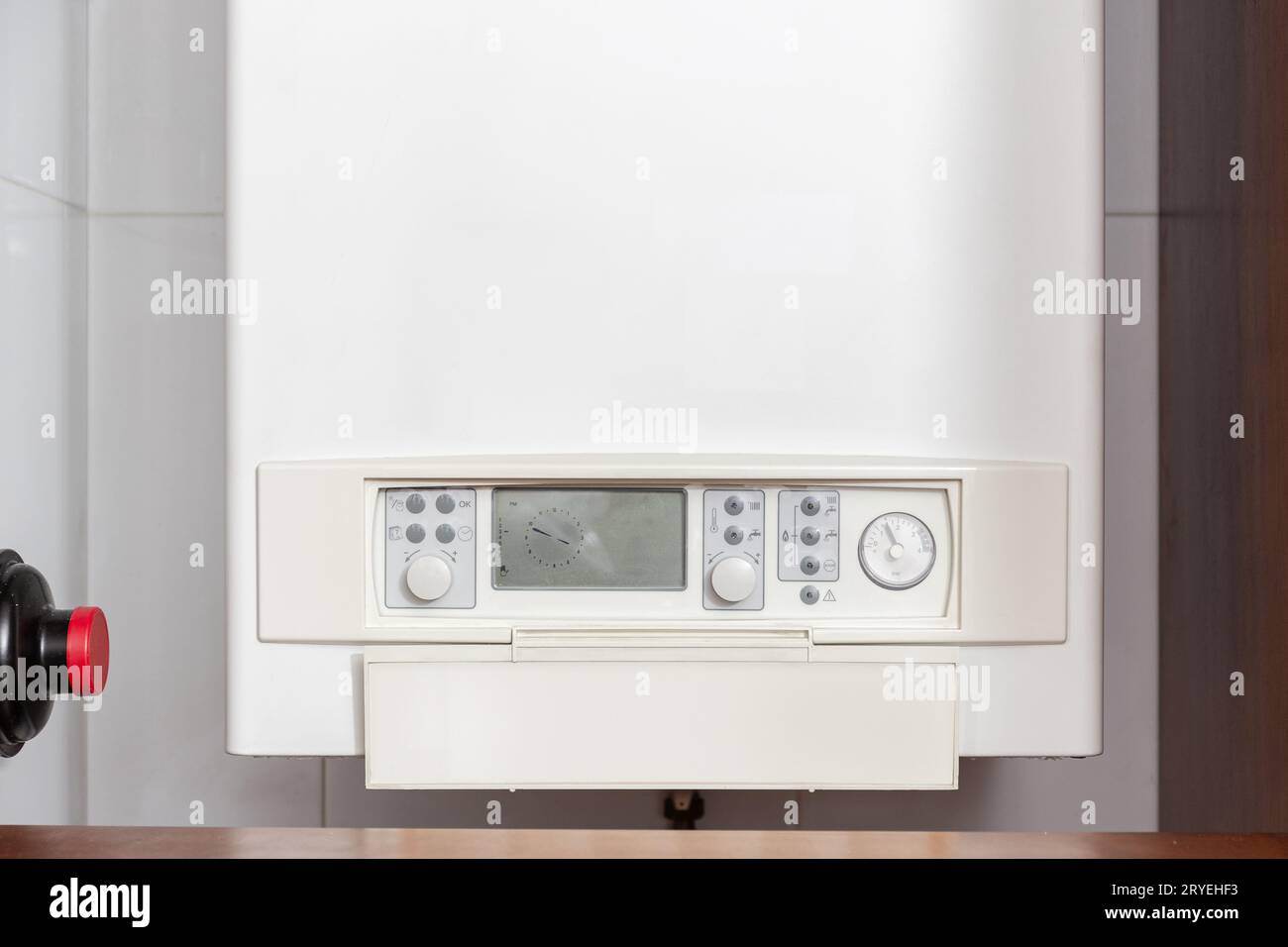 Gas water heater controlling panel Stock Photo