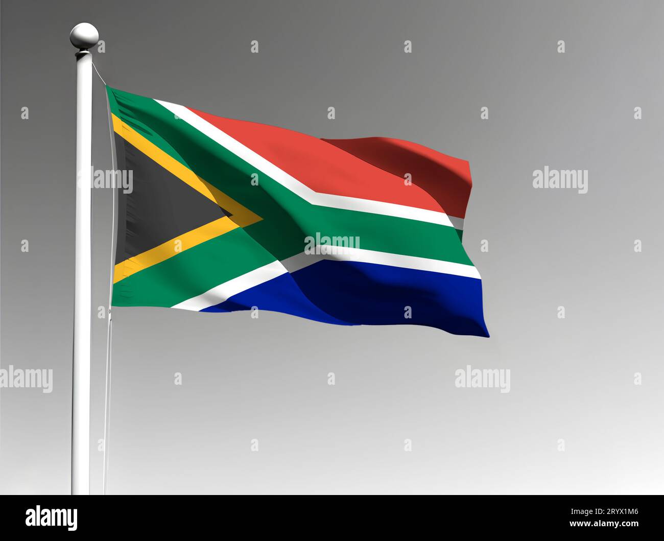 South Africa national flag isolated waving on gray background Stock Photo