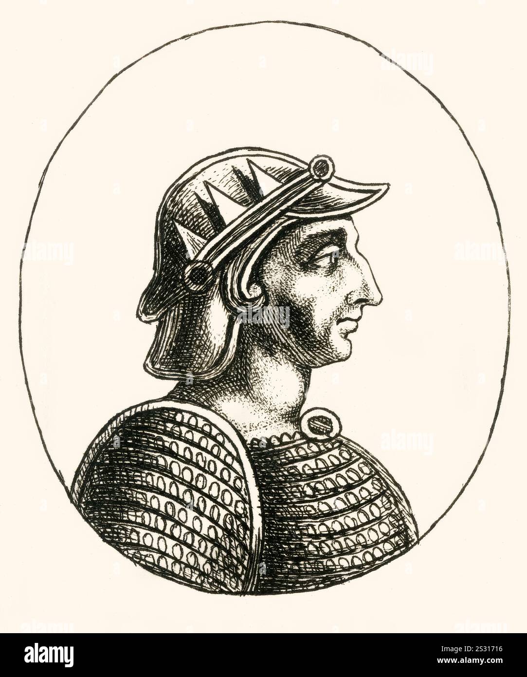 Ethelred II (circa 966-1016), known as Aethelred the Unready was King of England 978-1013 and 1014-1016, 18th Century portrait engraving, 1700-1799 Stock Photo