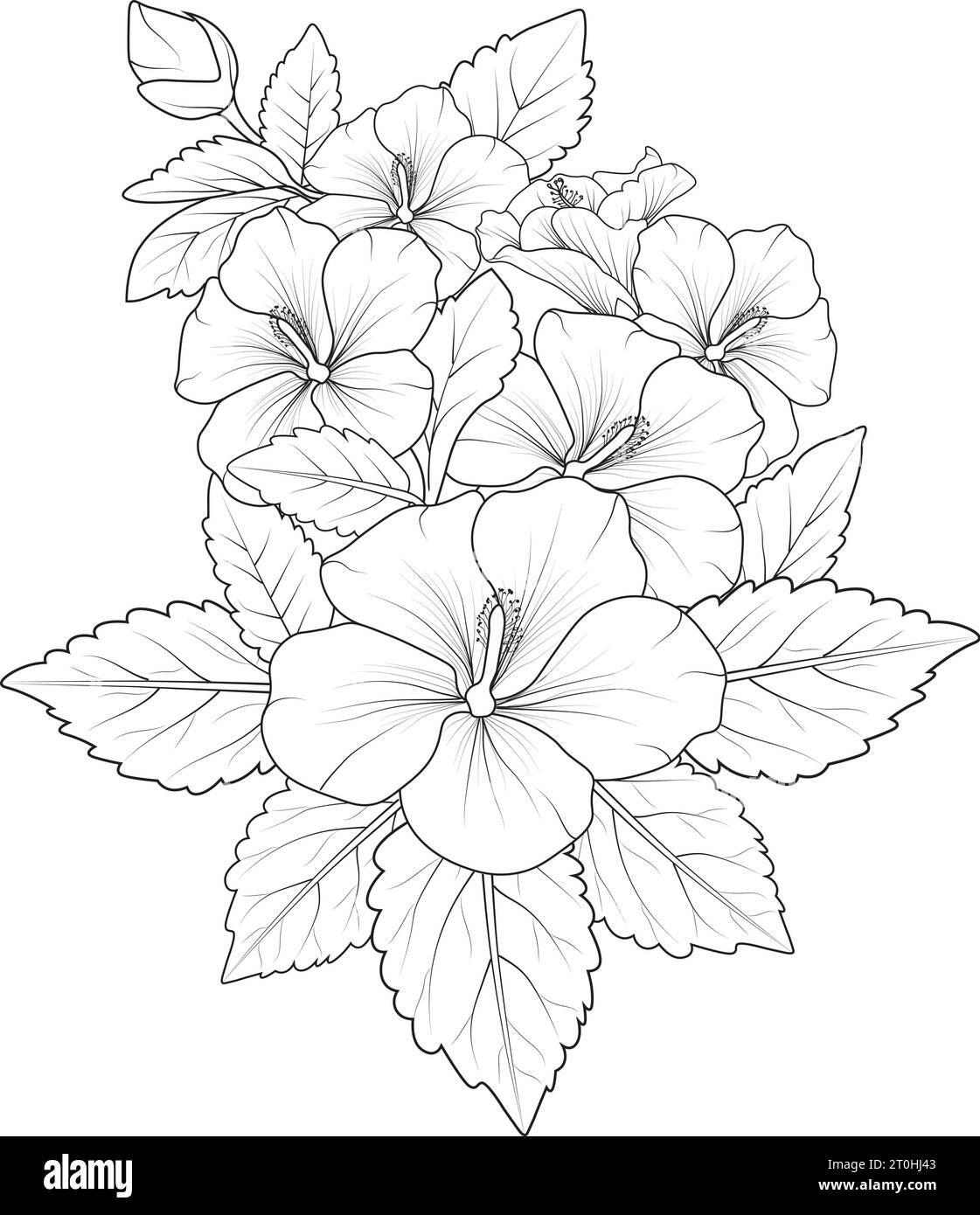 hibiscus flower doodle and sticker, hibiscus flower tattoo drawings ...