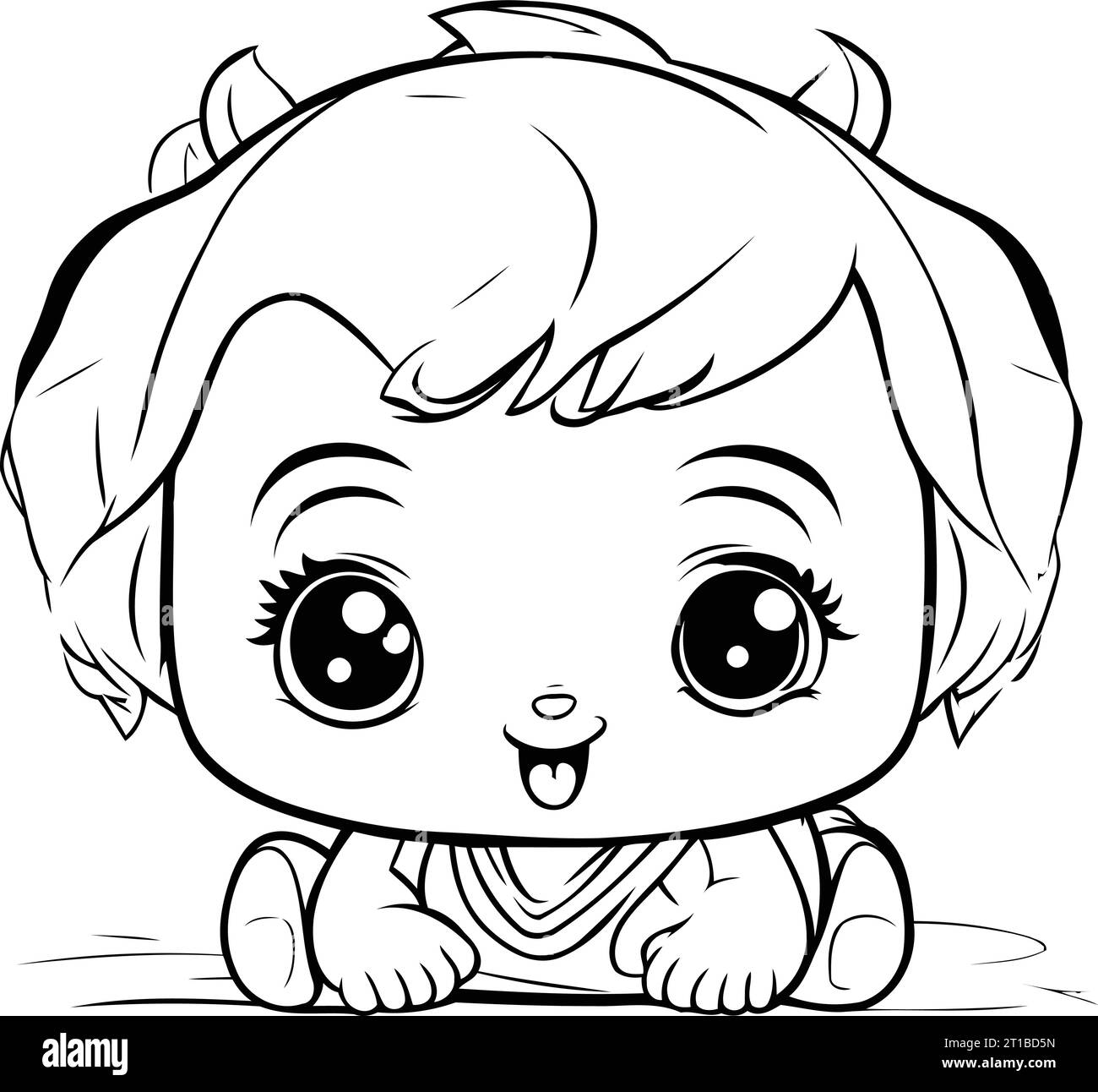 Cute little baby girl. cartoon vector illustration on white background ...