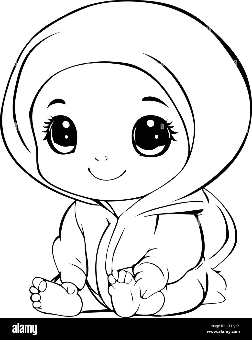 Cute little baby girl in a bathrobe. Vector illustration Stock Vector ...