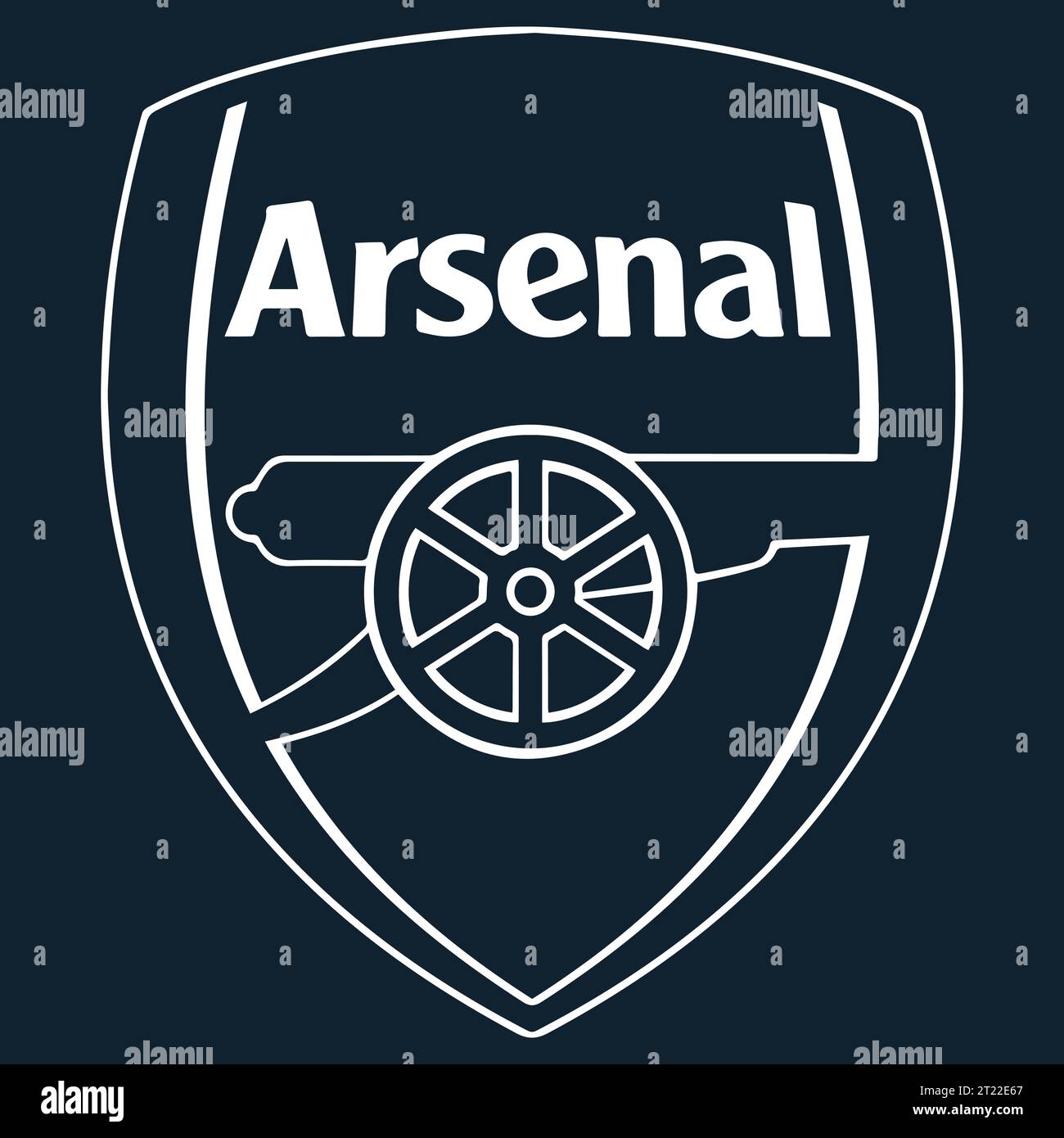 Arsenal FC White Logo English professional football league system, Vector Illustration Abstract Blue Editable Background image Stock Vector