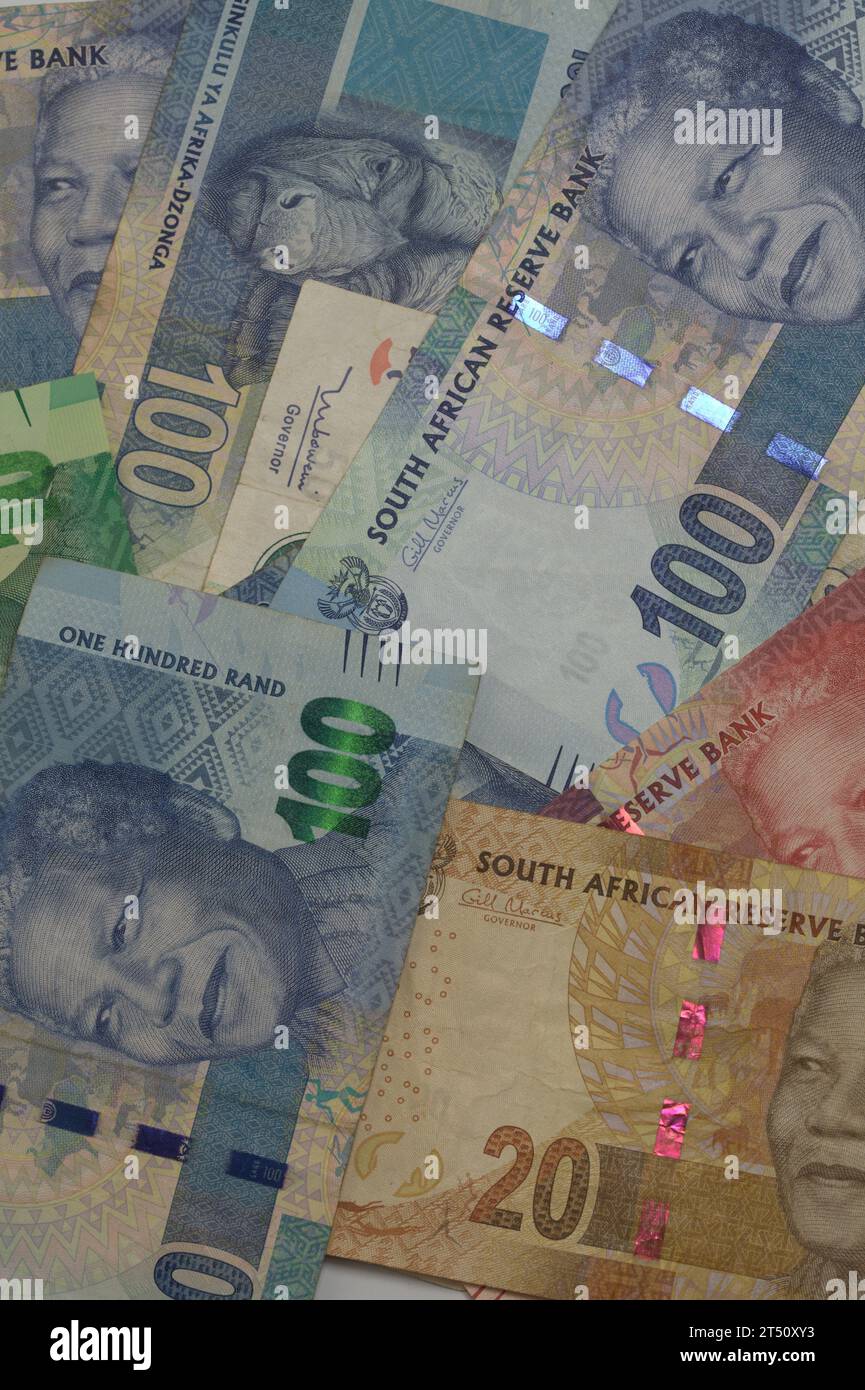 South African money rand banknotes Stock Photo