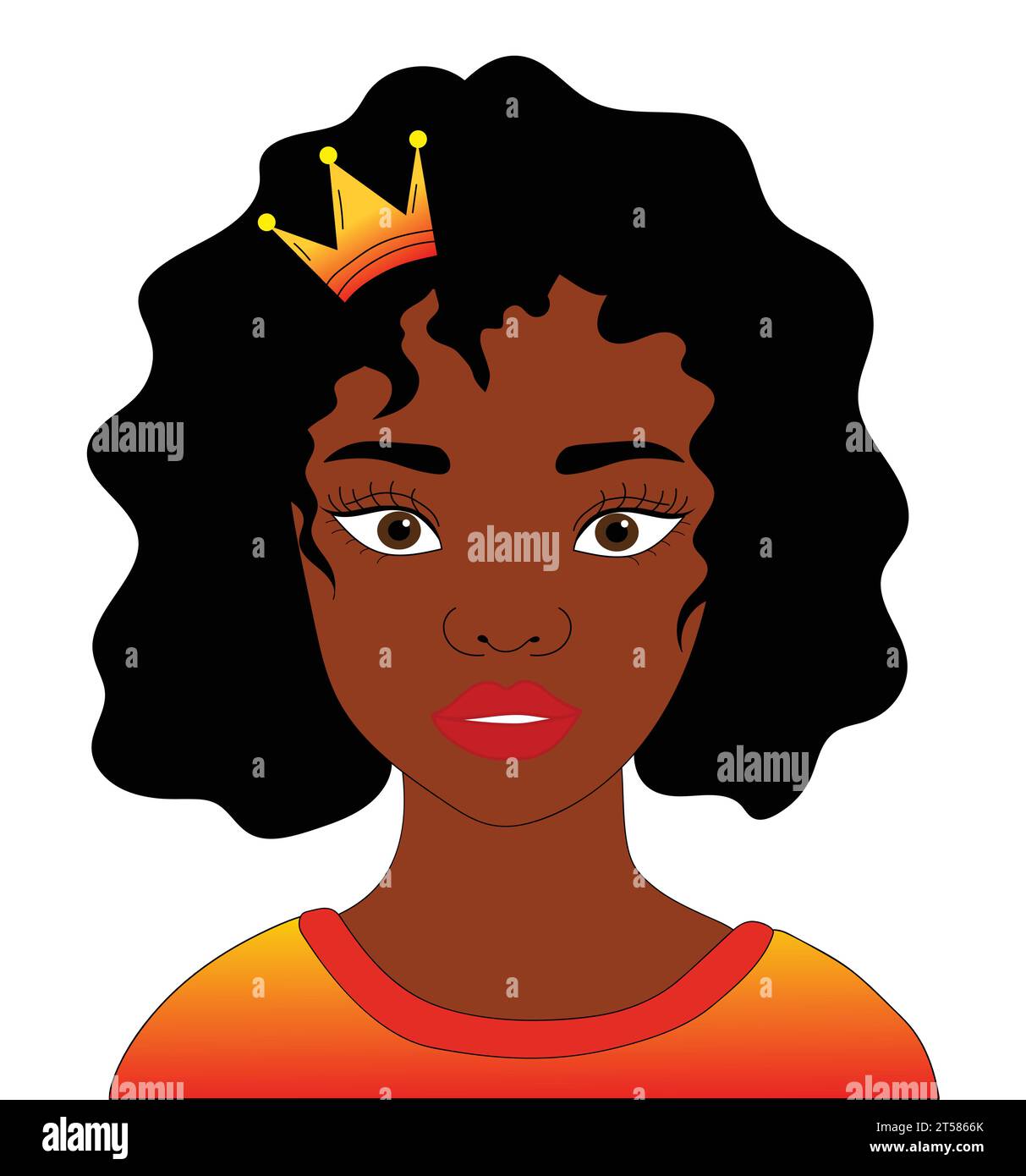 Black woman with crown queen girl Royalty Free Vector Image Stock ...