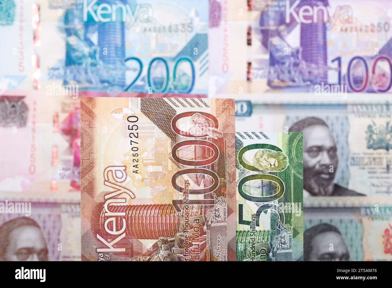 Kenyan money - shilling a business background Stock Photo