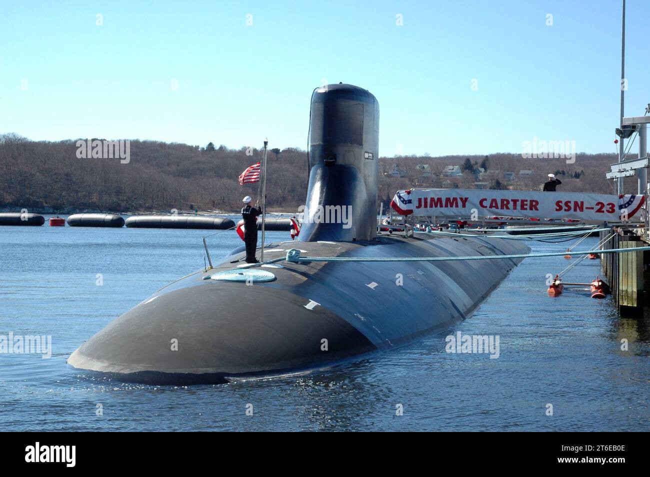 USS Jimmy Carter (SSN-23) flying Jack Stock Photo