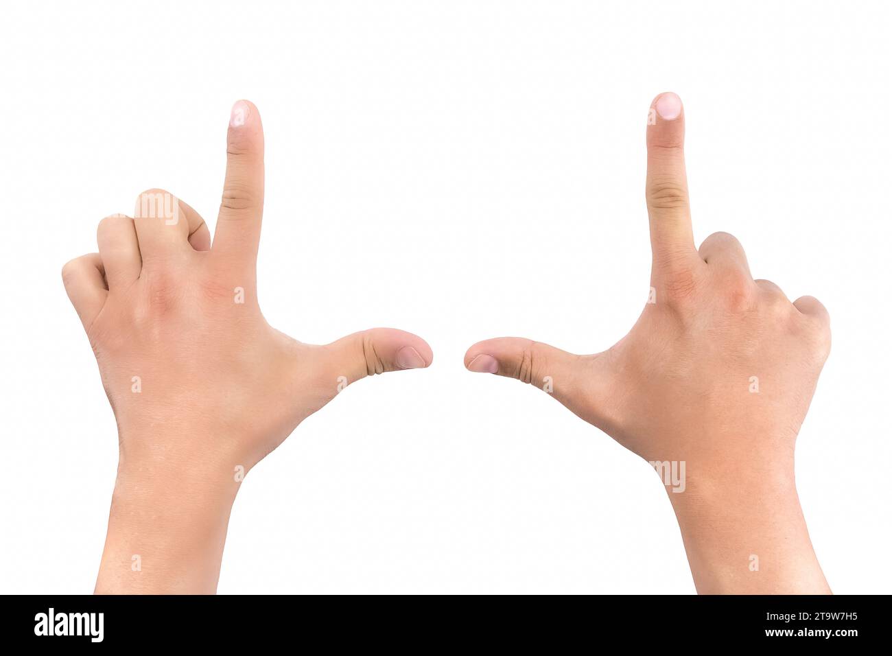 hands of a man showing framing composition on white background Stock Photo