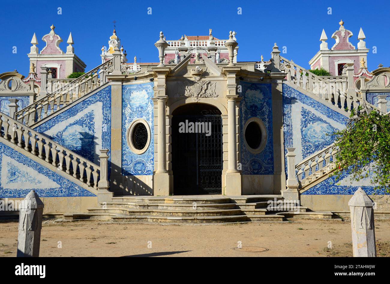 Tavira, Palacio de Estoi (Pousada) and gardens. Faro, Algarve, Portugal. Stock Photo