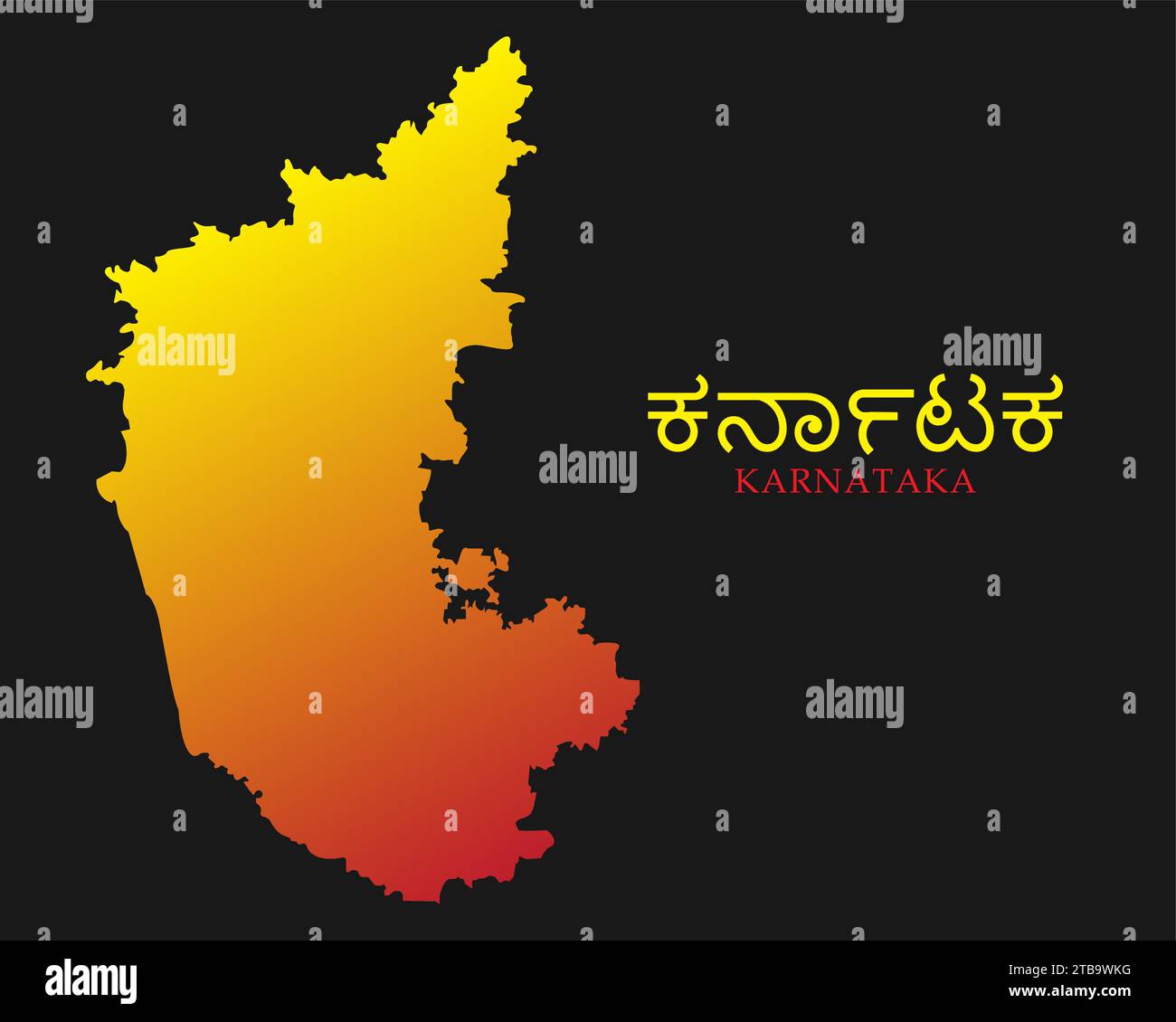 Karnataka state map with Karnataka official flag . Stock Vector