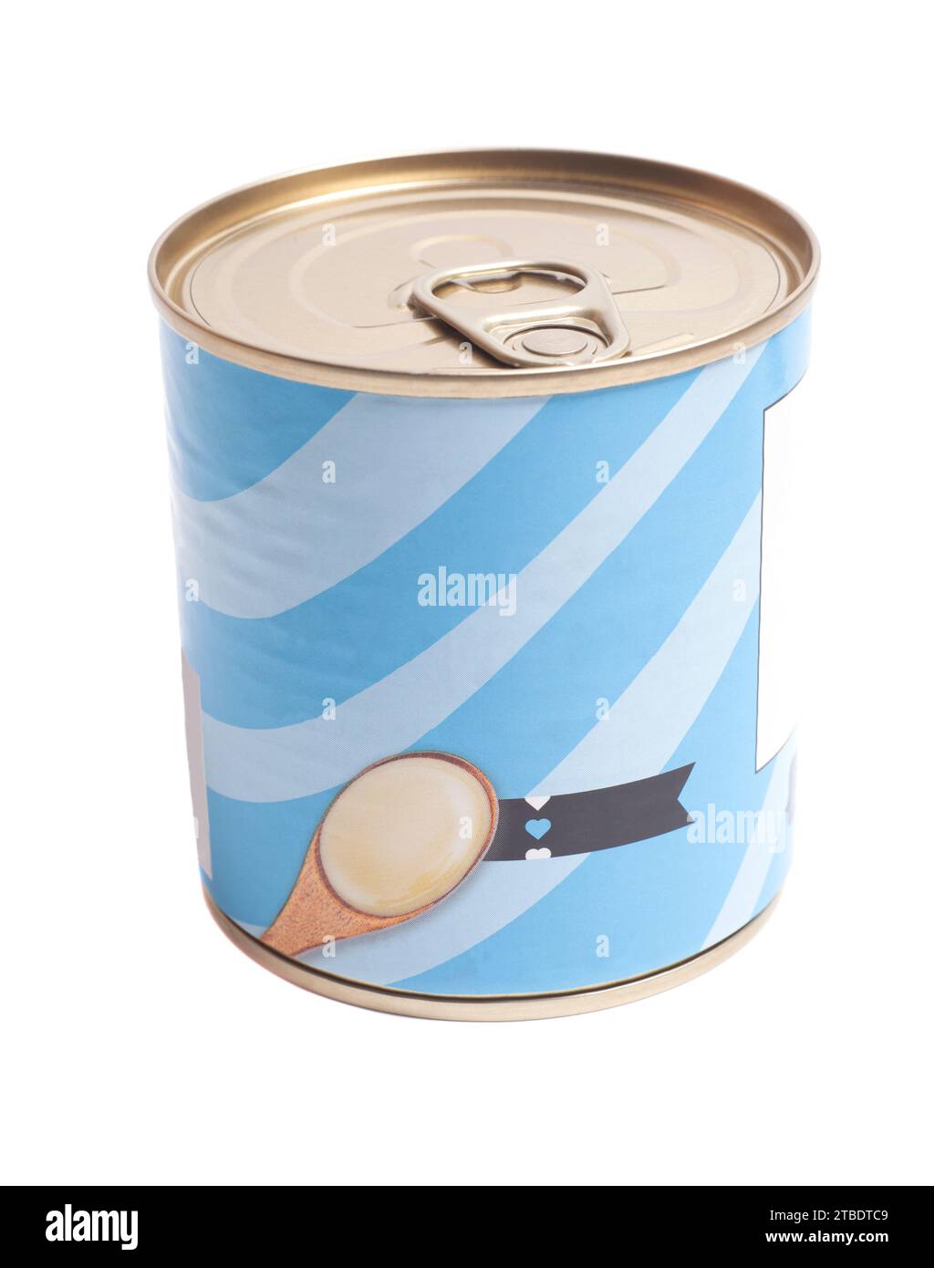 Condensed milk tin can isolated on white Stock Photo