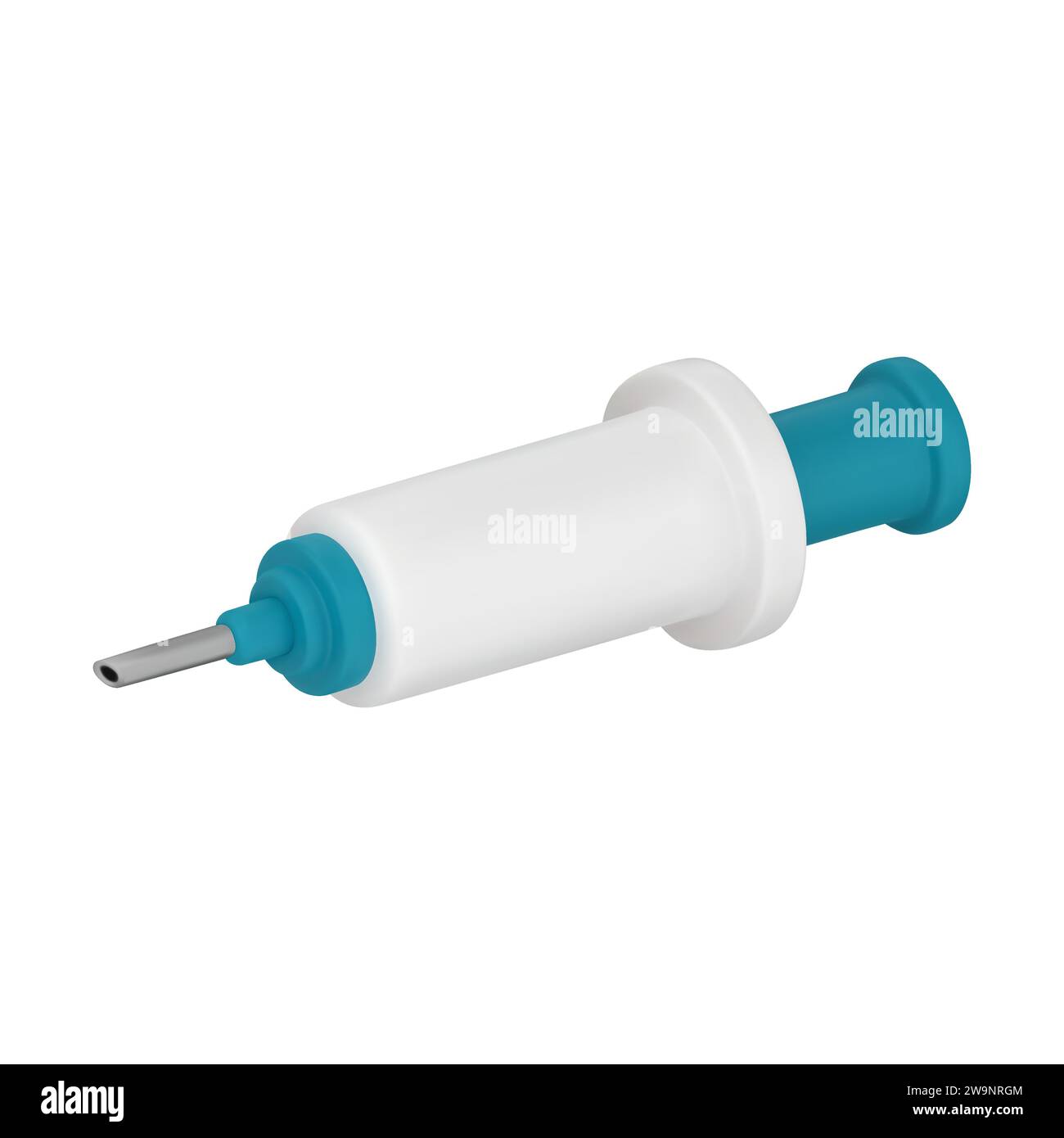 3D vector syringe for medical injection, vaccination. Medical equipment. Vector illustration in cartoon minimalistic style isolated on a white backgro Stock Vector