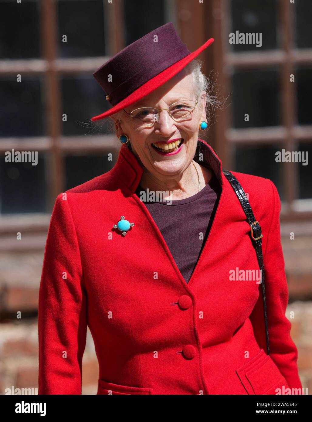 File - Queen Margrethe at Koldinghus Castle, in Kolding, Denmark, Friday April 23, 2021. Denmarks Queen Margrethe announced in her New Years speech that she is abdicating on January 14th 2024. Crown Prince Frederik will take her place and become King Frederik the 10th of Denmark. Stock Photo