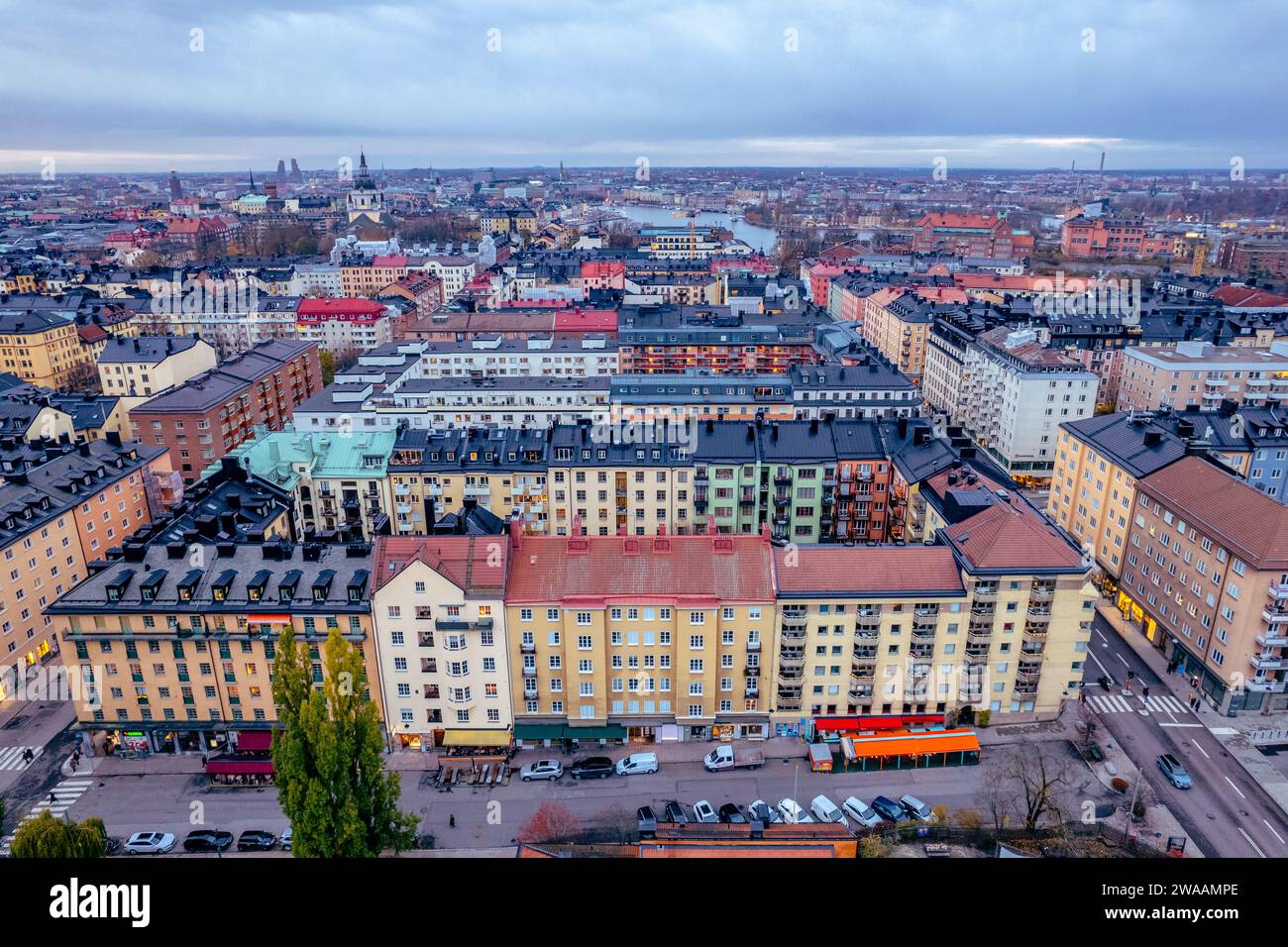 Stockholm in Autumn Aerial view of the city in Sweden Nordic Fall Colors - höstbilder i stockholm sverige Stock Photo