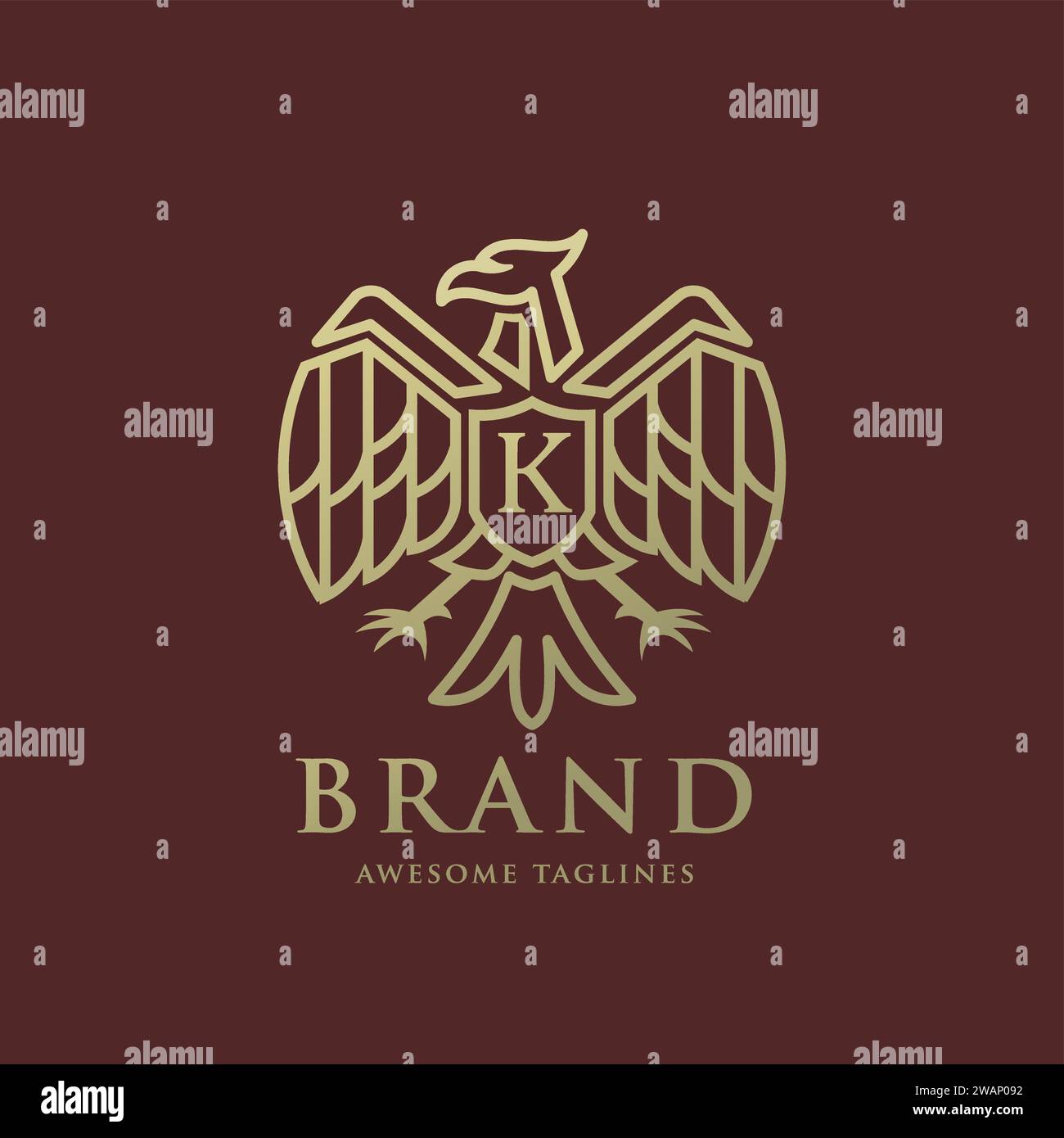 heraldic eagle linear with letter k, luxury eagle logo with letter k ...