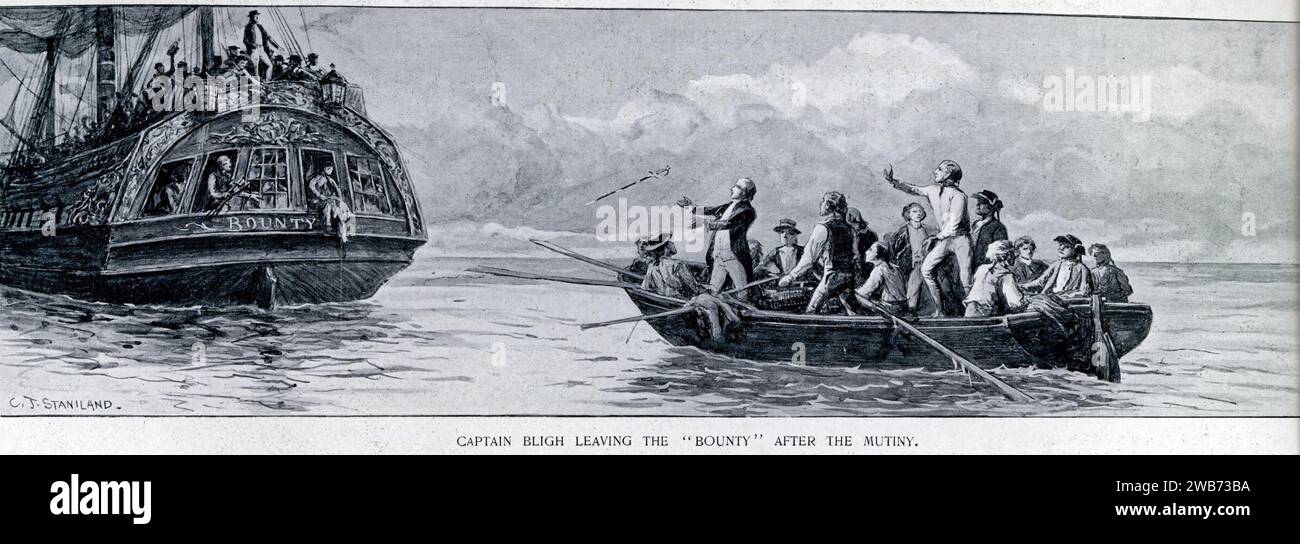 C. J. Staniland, Captain Bligh Leaving The Bounty After The Mutiny. Stock Photo