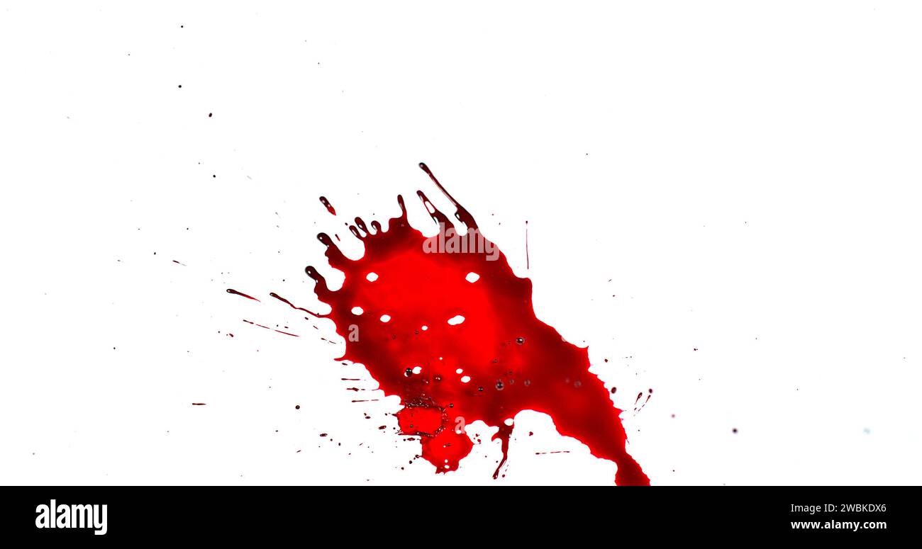 Blood Dripping against White Background Stock Photo