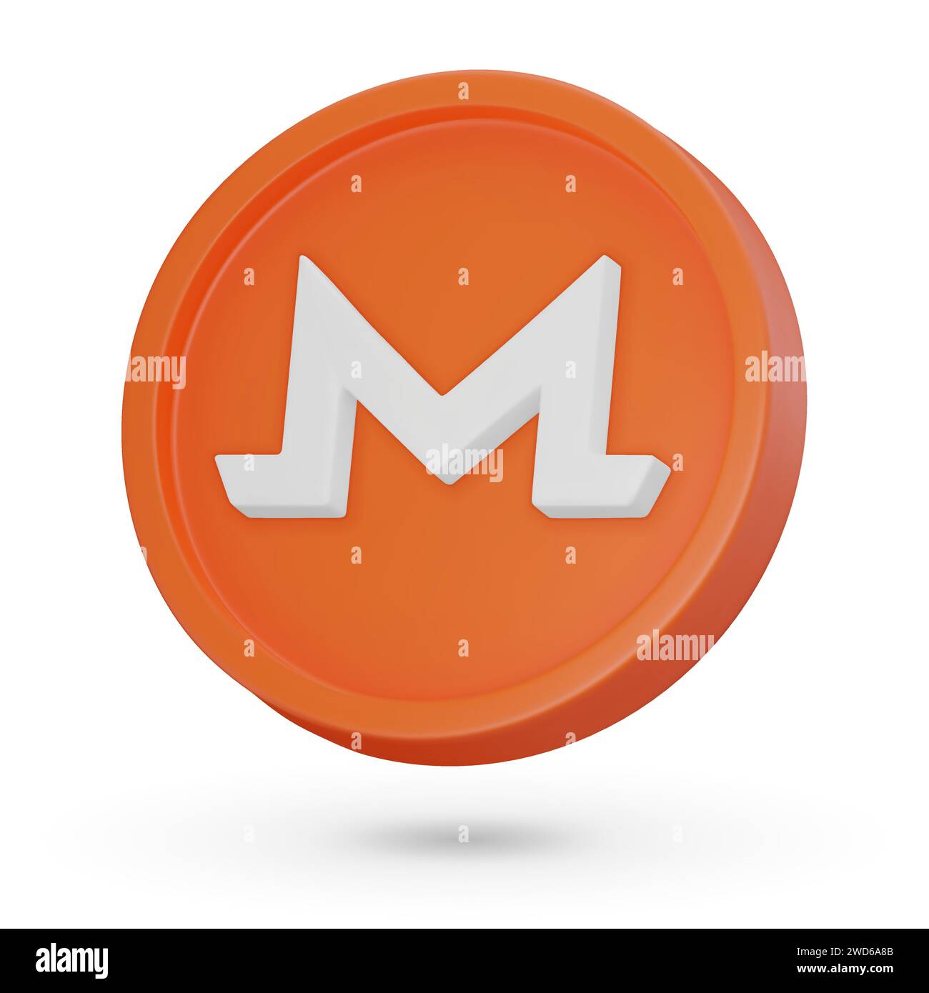 3D coin. Cryptocurrency symbol Monero XMR. 3D Vector icon. Illustration isolated on a white background. Stock Vector