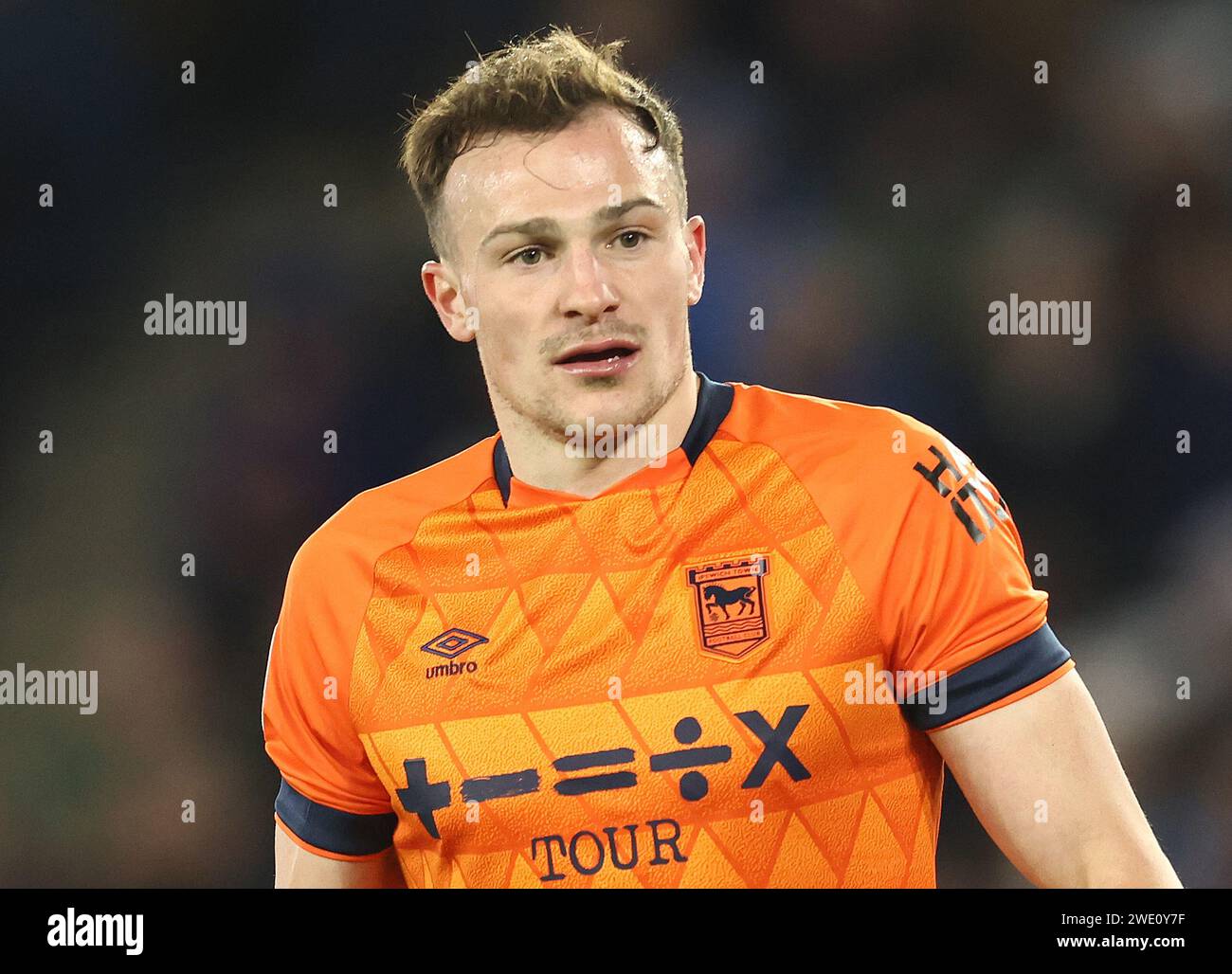 Leicester, UK. 22nd Jan, 2024. George Edmundson of Ipswich Town during the Sky Bet Championship match at the King Power Stadium, Leicester. Picture credit should read: Darren Staples/Sportimage Credit: Sportimage Ltd/Alamy Live News Stock Photo