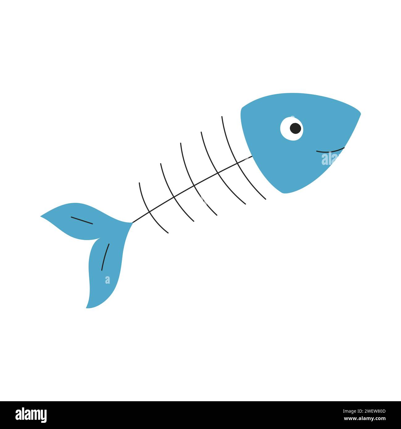 The skeleton of a fish. A simple flat vector illustration isolated on a white background Stock Vector