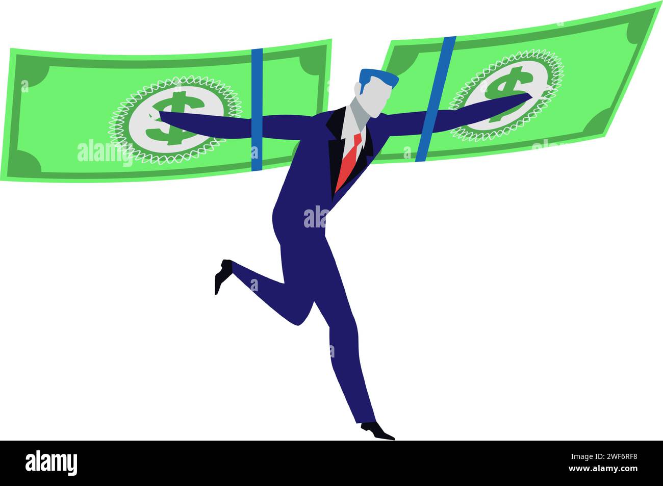 Businessman fly with dollar wings vector icon Stock Vector Image & Art ...