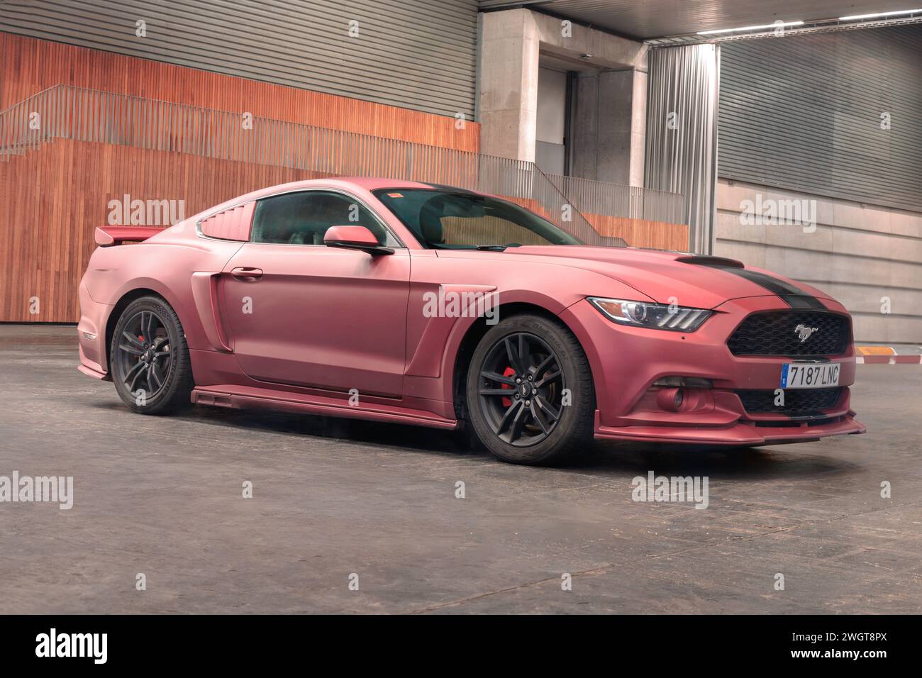 Bilbao, Spain-November 11, 2023: Ford Mustang (sixth generation), S550 in indoor parking Stock Photo