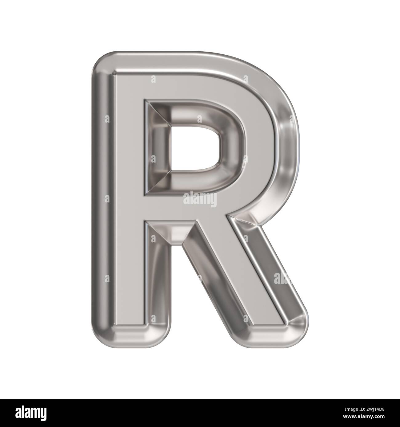 Steel font Letter R 3D rendering illustration isolated on white background Stock Photo