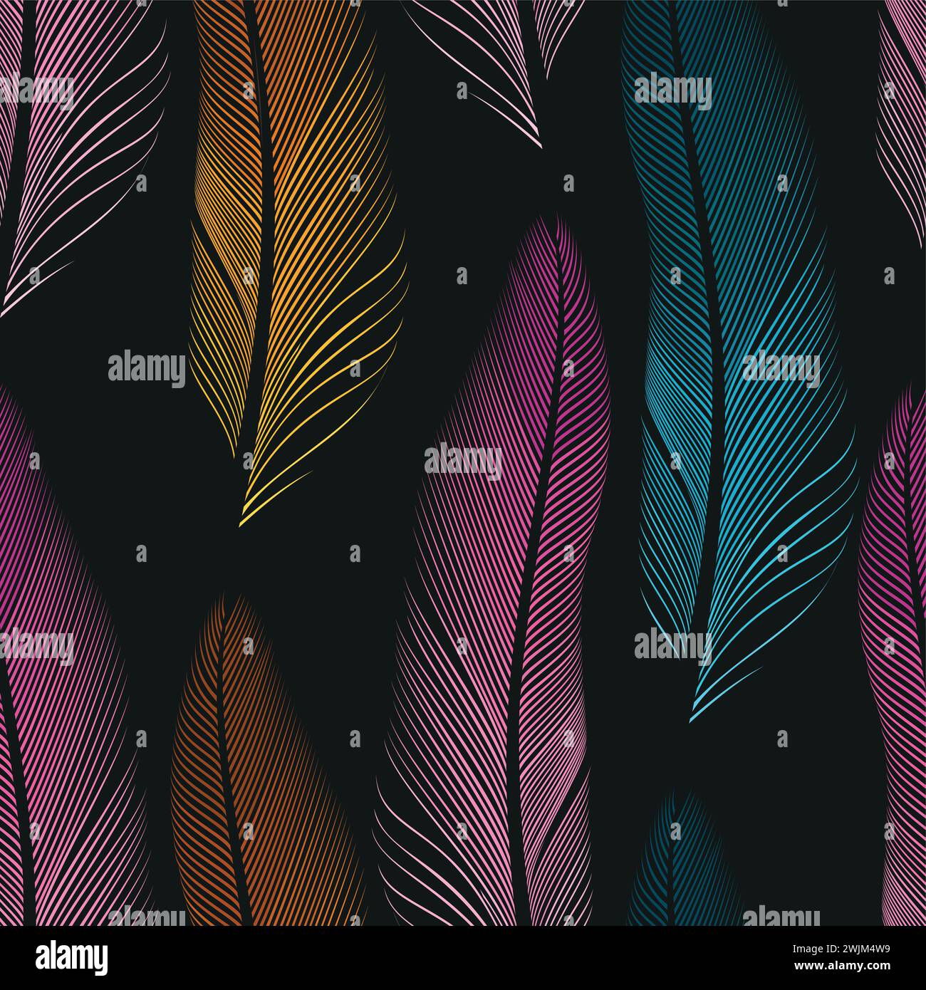 Decorative feathers seamless Stock Vector