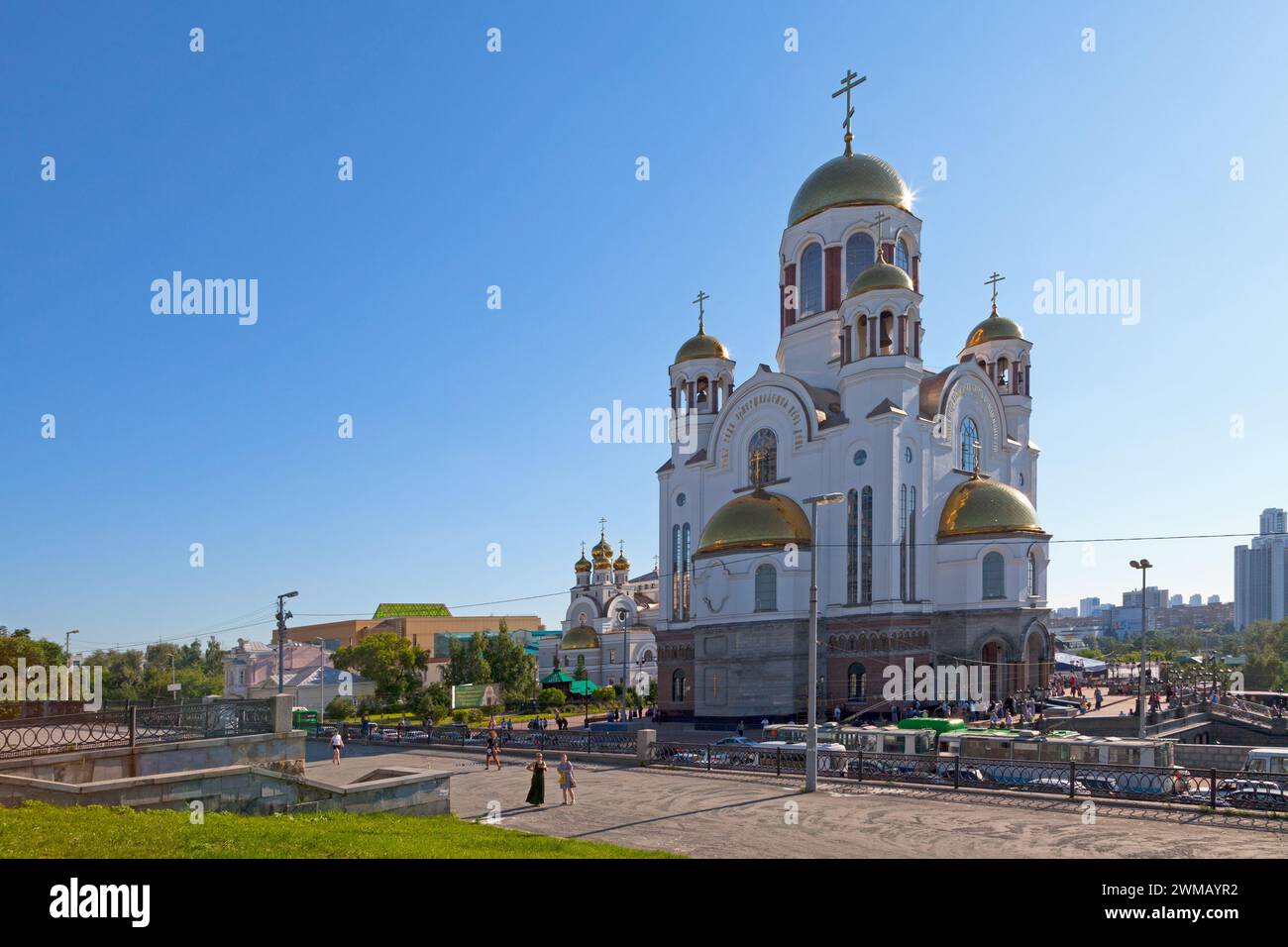 Yekaterinburg, Russia - July 16 2018: The Church on Blood in Honour of All Saints Resplendent in the Russian Land (Russian: Храм-на-Крови́ во и́мя Все Stock Photo