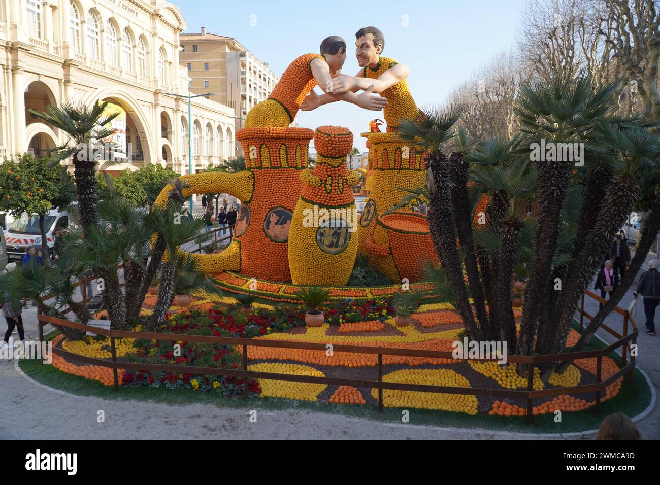 Menton, France, February 20, 2024. Sculpture at the citrus festival Stock Photo