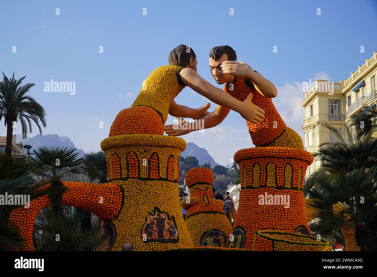 Menton, France, February 20, 2024. Sculpture at the citrus festival Stock Photo