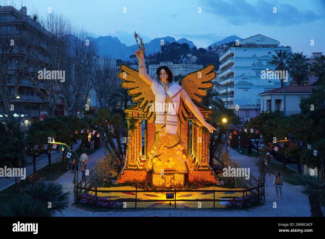 Menton, France, February 20, 2024. Sculpture at the citrus festival Stock Photo