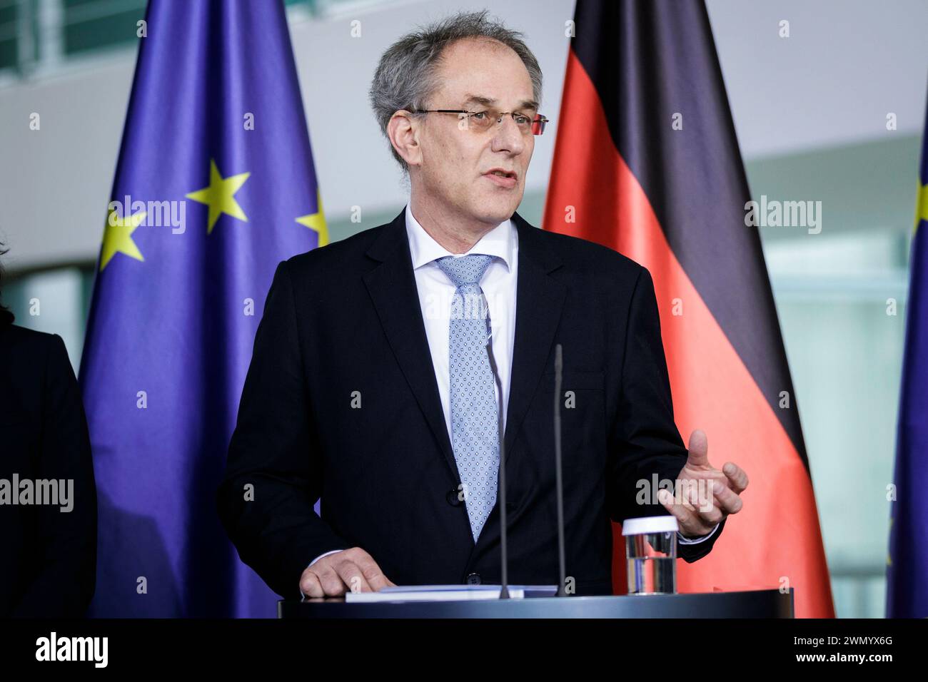 Uwe Cantner, Professor of Economics/Microeconomics at the Friedrich Schiller University Jena, taken as part of the handover of the 2024 report from the Research and Innovation Expert Commission (EFI) to Federal Chancellor Olaf Scholz in the presence of the Federal Minister for Education and Research, Bettina Stark-Watzinger . Berlin, February 28, 2024. Stock Photo