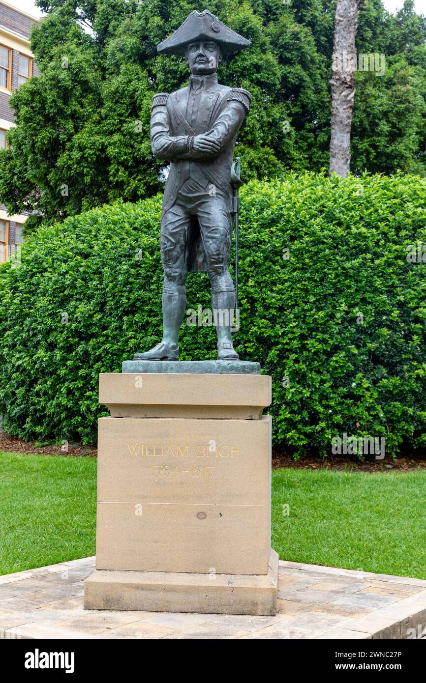 Statue of Vice Admiral William Bligh, british naval officer, mutiny on the bounty and Governor of New South Wales, the rocks area of Sydney,Australia, Stock Photo