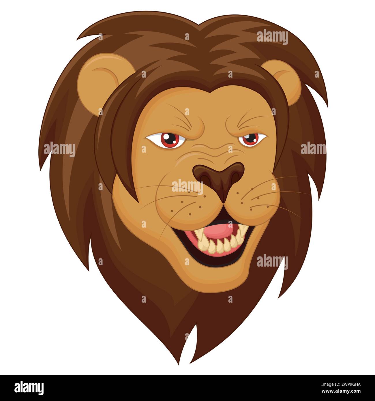 Angry Lion Head Cartoon, Vector Illustration Stock Vector