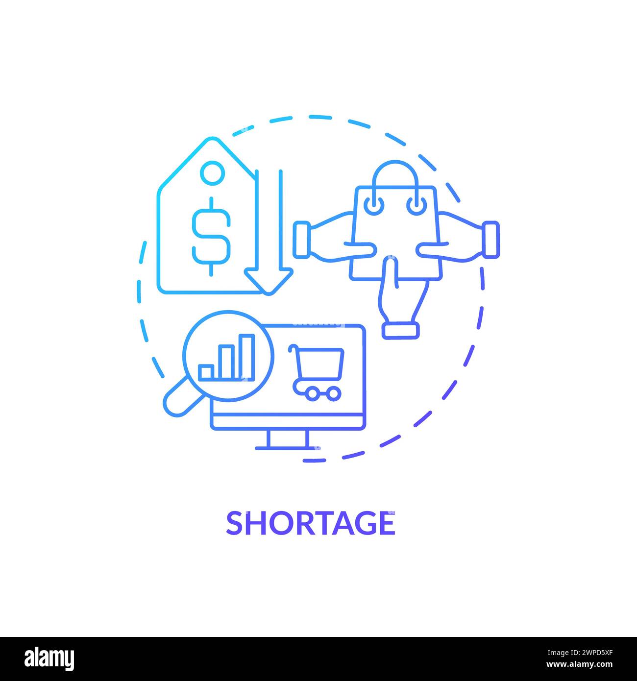 Shortage blue gradient concept icon Stock Vector