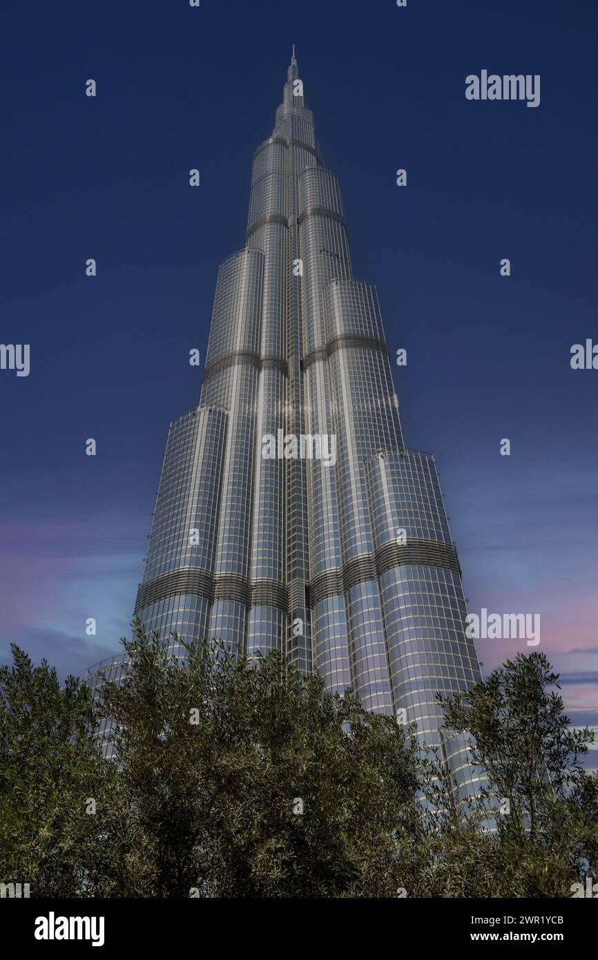 Pride of Dubai, Burj Khalifa stays tall and shines during day time. Stock Photo