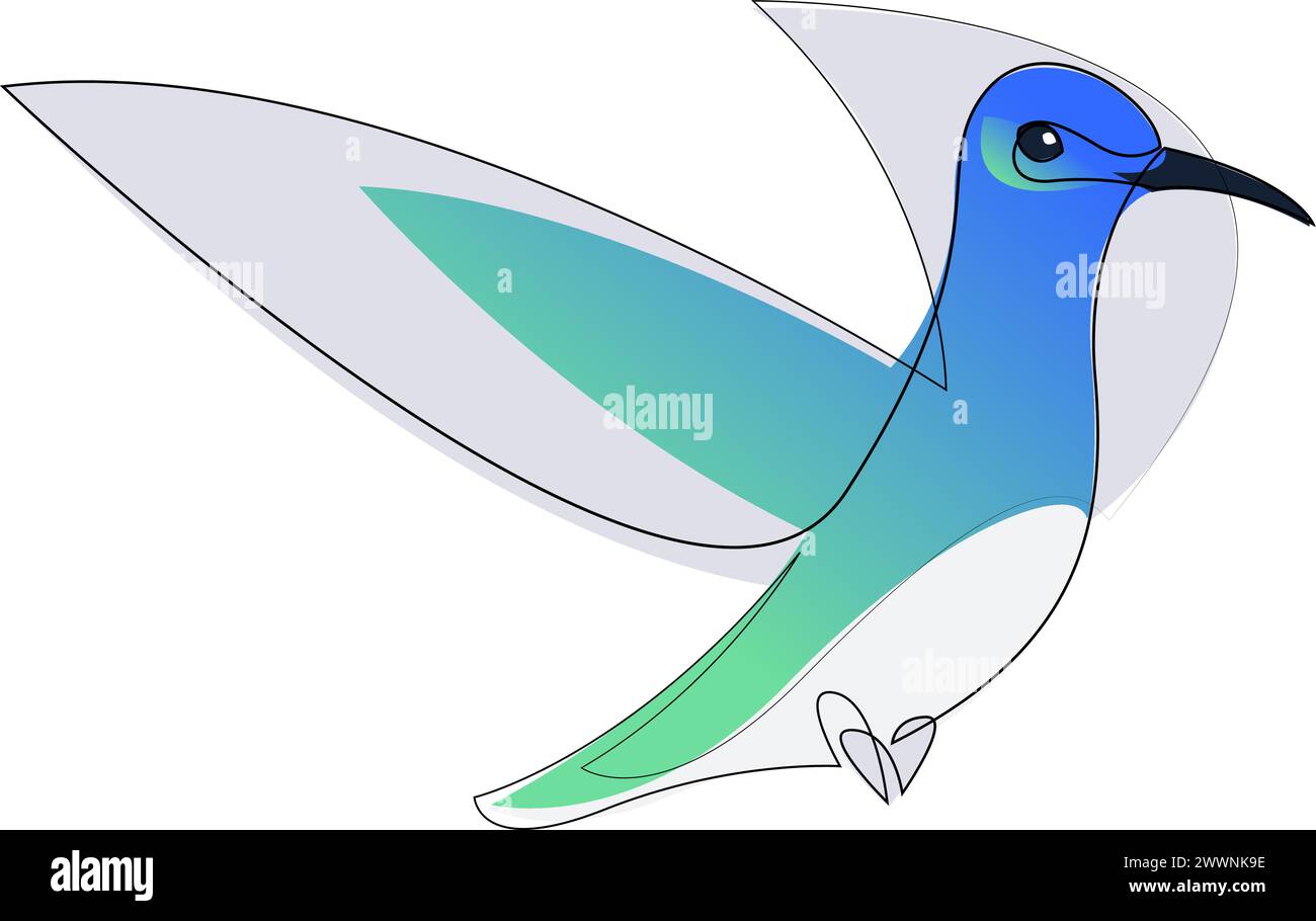 Simple hummingbird colibri flies design. Minimalism style bird vector illustration Stock Vector