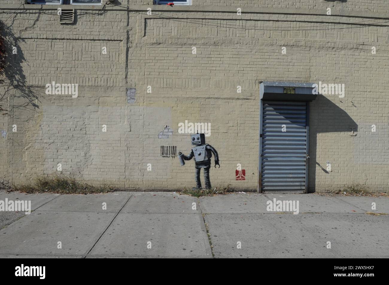 NEW YORK, NY - OCTOBER 28: The latest work from street artist Banksy ...