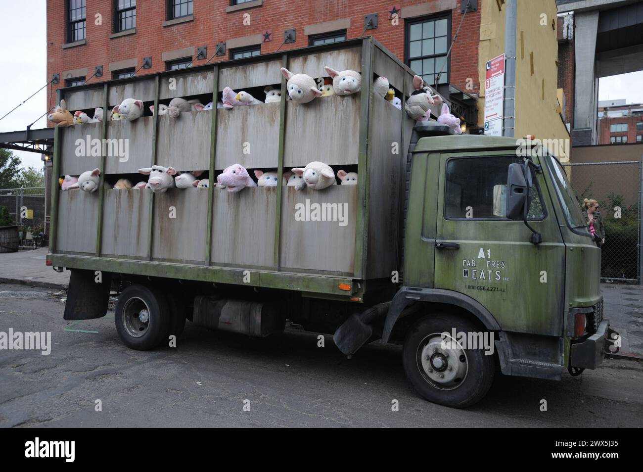 NEW YORK, NY - OCTOBER 13: The latest work from street artist Banksy is ...