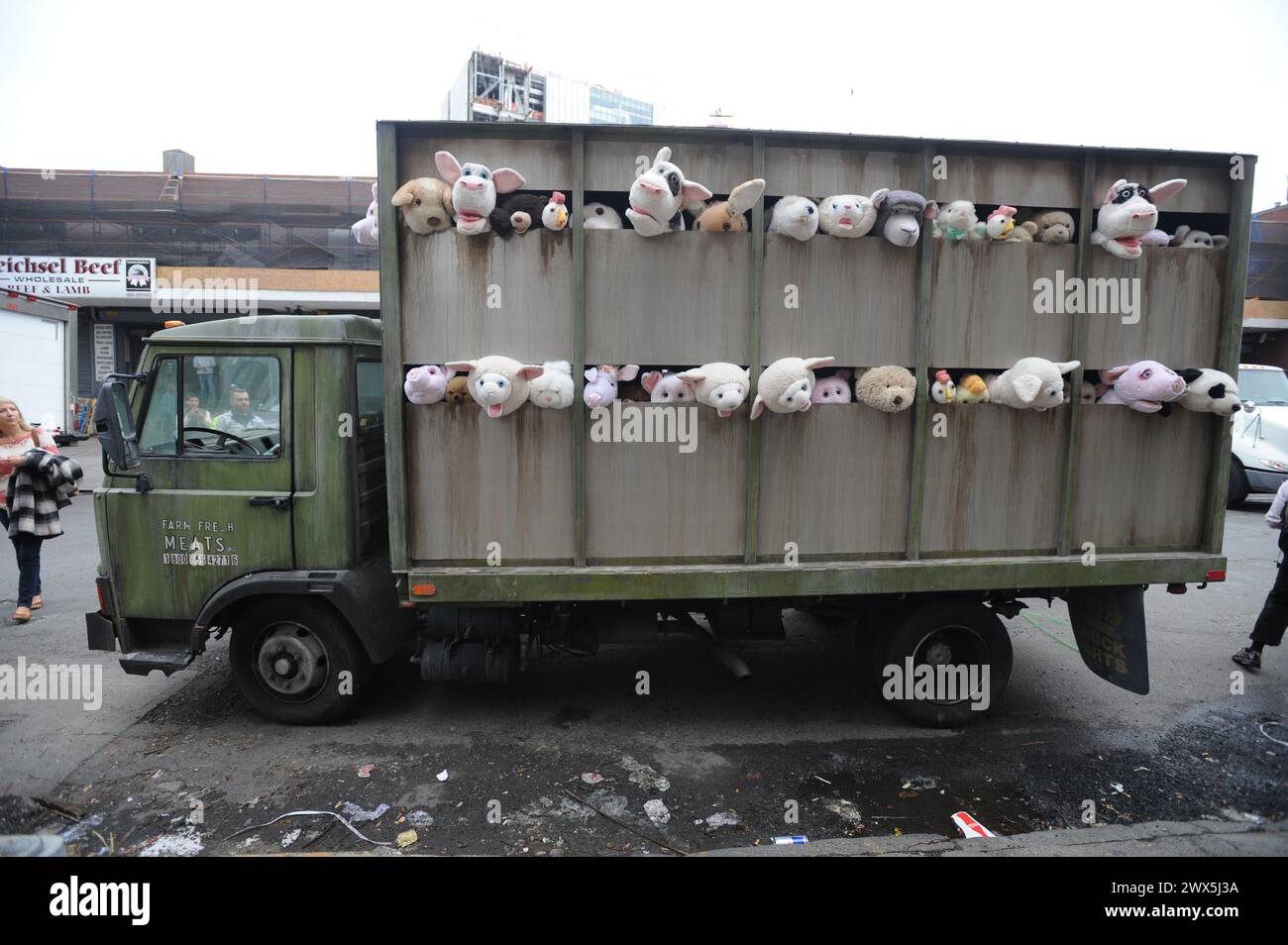 NEW YORK, NY - OCTOBER 13: The latest work from street artist Banksy is ...