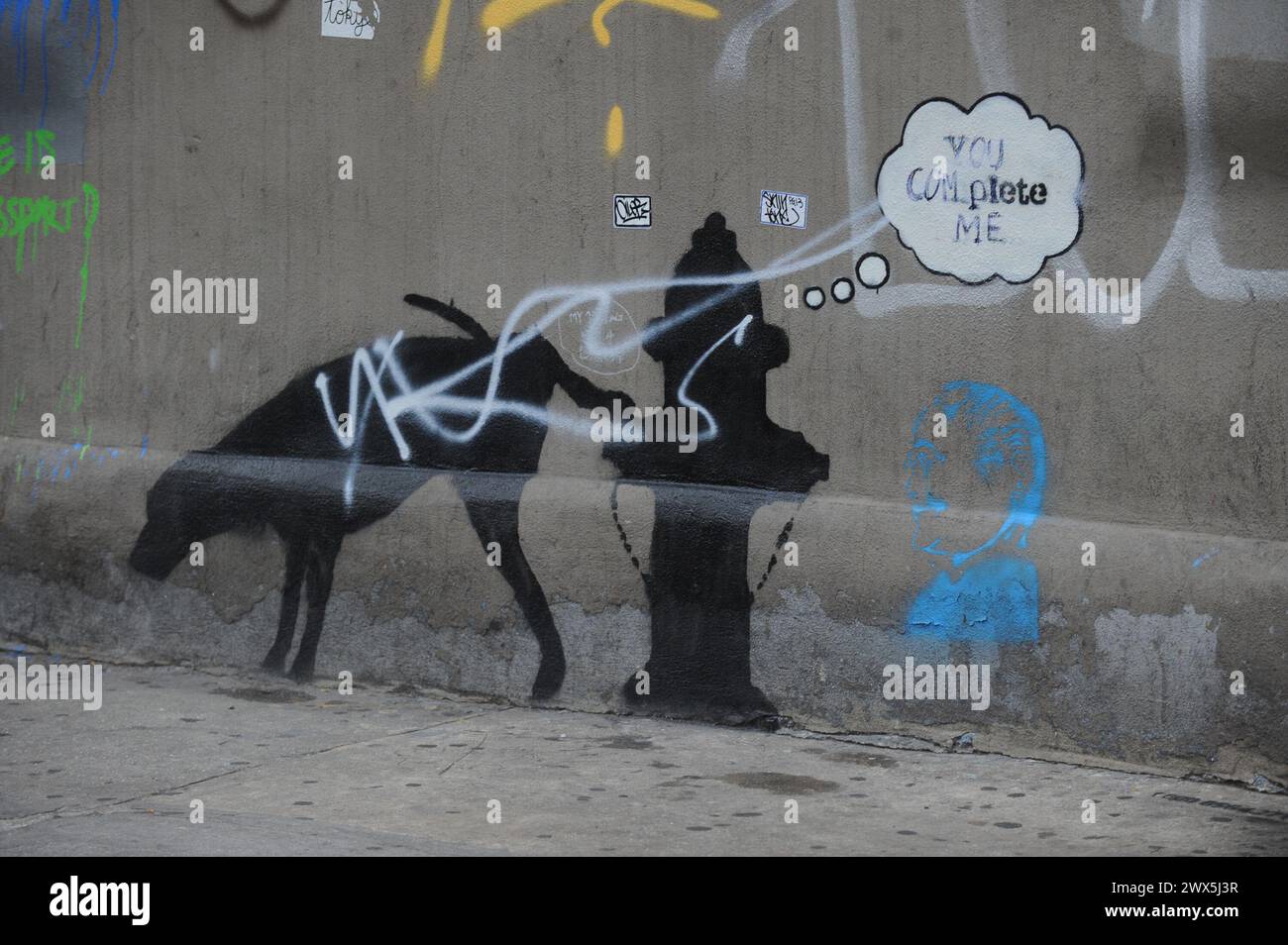 NEW YORK, NY - OCTOBER 13: The latest work from street artist Banksy is ...