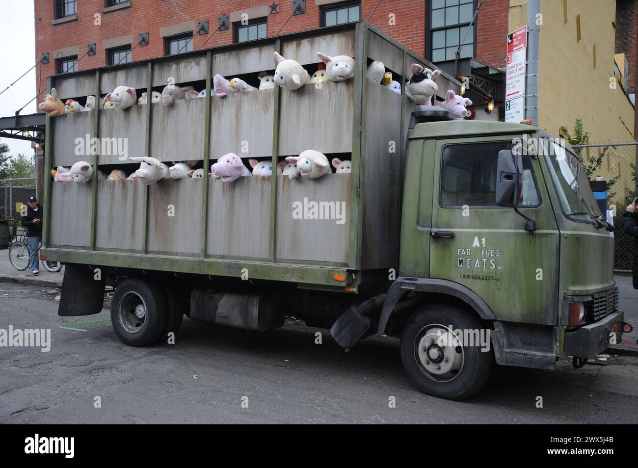 NEW YORK, NY - OCTOBER 13: The latest work from street artist Banksy is ...