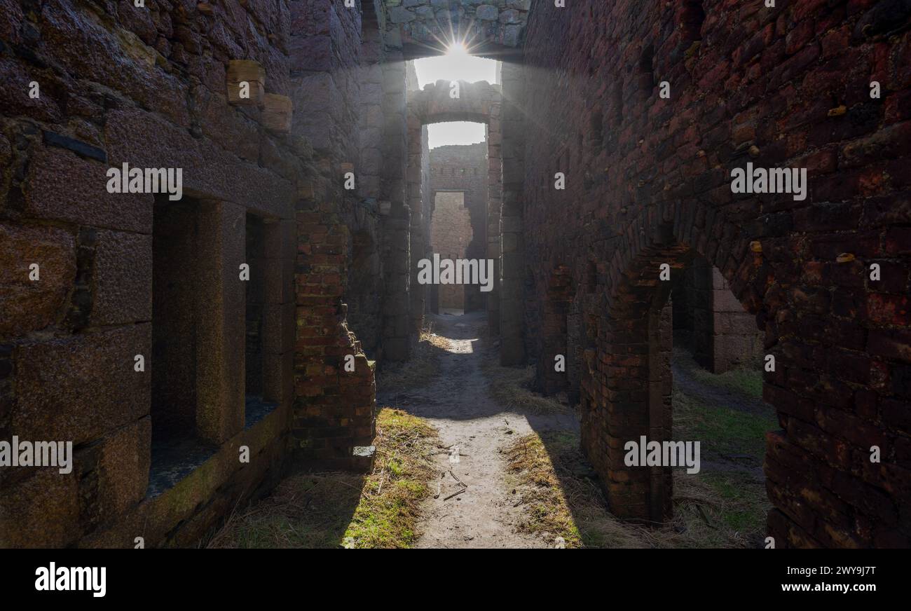 Interior of Slains Castle near Cruden Bay in Aberdeenshire in Scotland Stock Photo